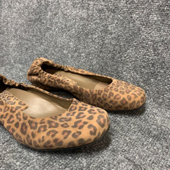 Earthies Ballet Flats Shoes Womens 7.5 Brown Tolo Leather Slip On Animal Leopard - Picture 2 of 14
